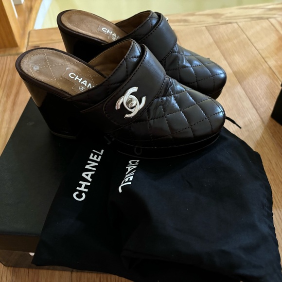 PRE-LOVED CHANEL CLOG HEEL SANDALS - Picture 1 of 4